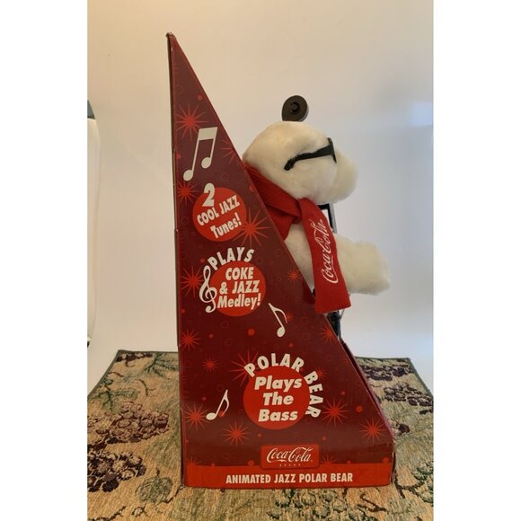 Coca-Cola Musical Polar Bear Jazz Band Bass Player Christmas Decor Music - Picture 10 of 16